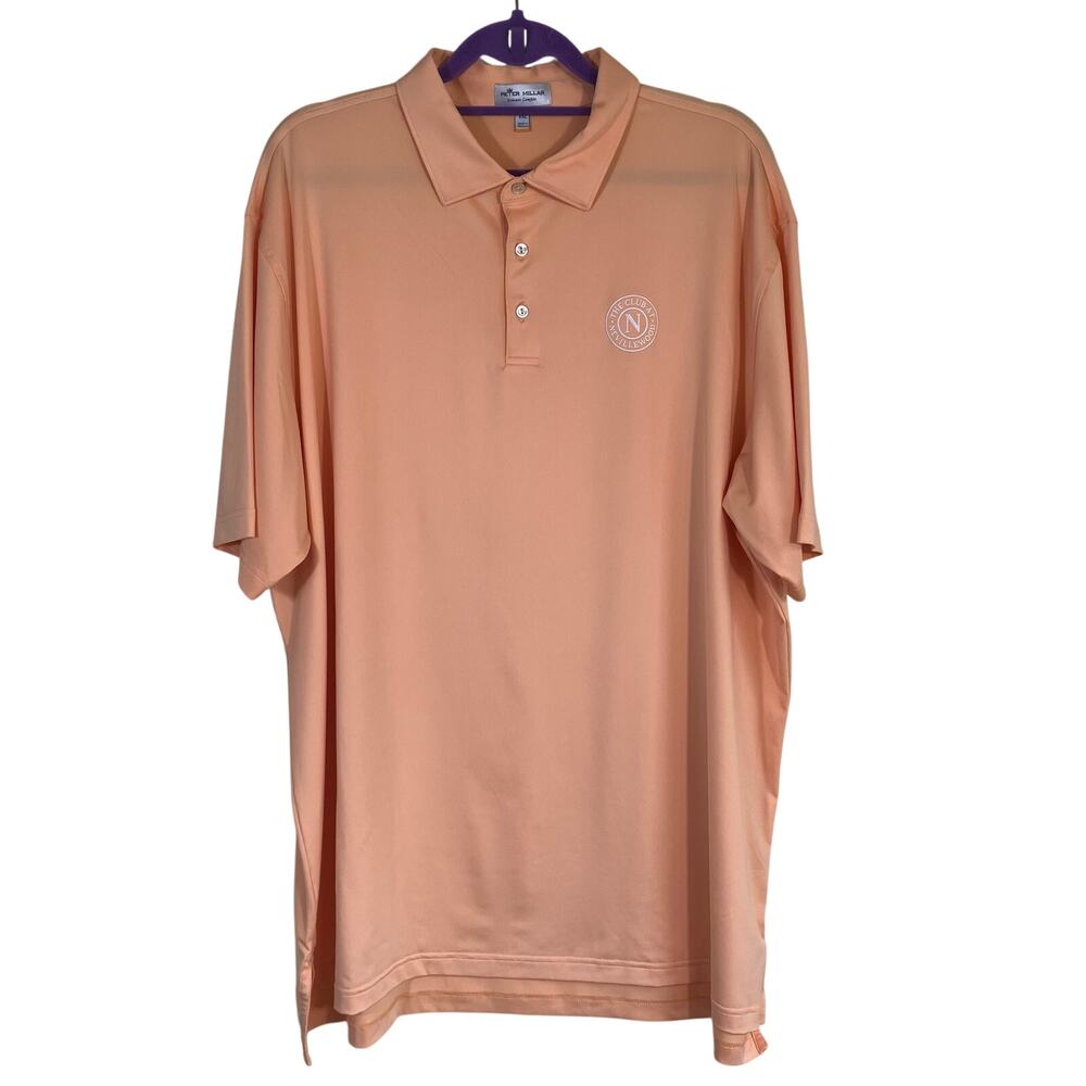 Peter Millar Mens XXL Performance Polo Shirt in Peach Club at Nevillewood Logo